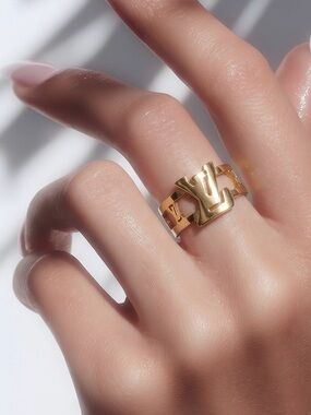 Stainless steel Gold or Silver Cutout Logo Rings